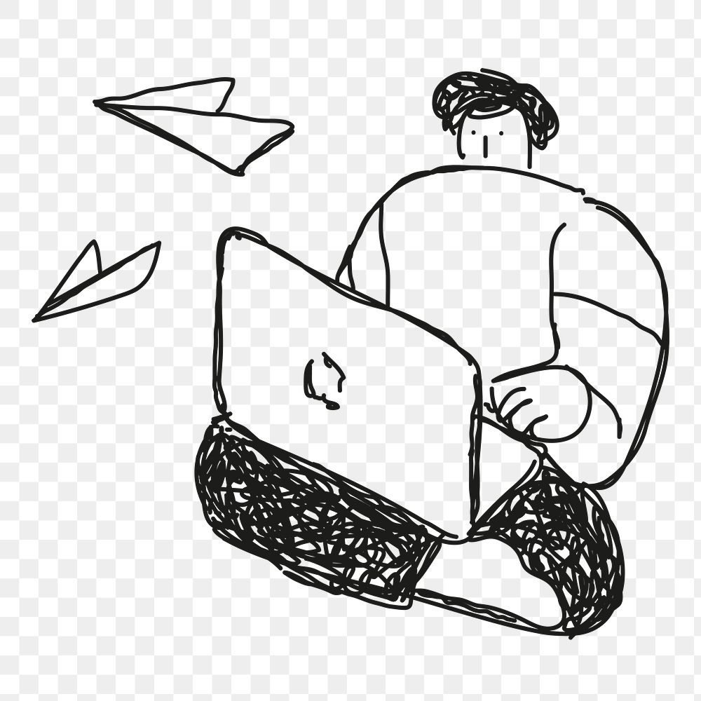 Man playing laptop transparent png clipart