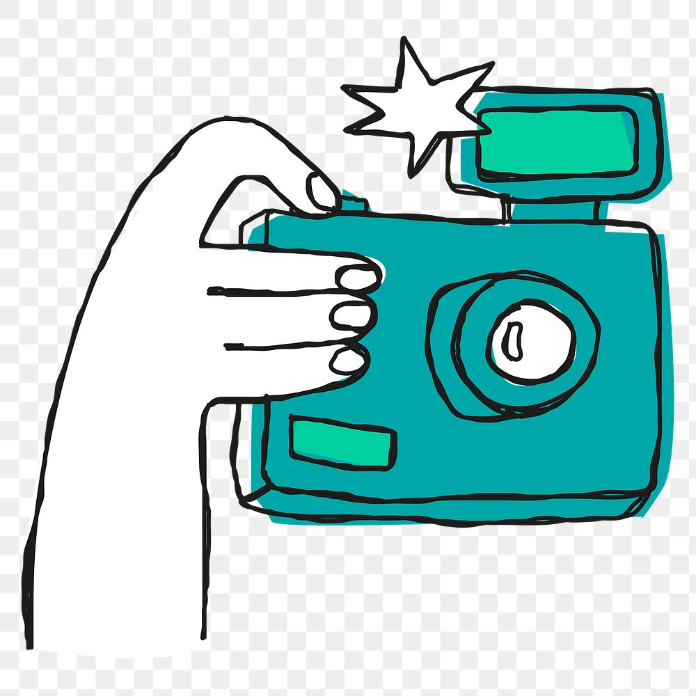 Green hand drawn camera transparent png clipart