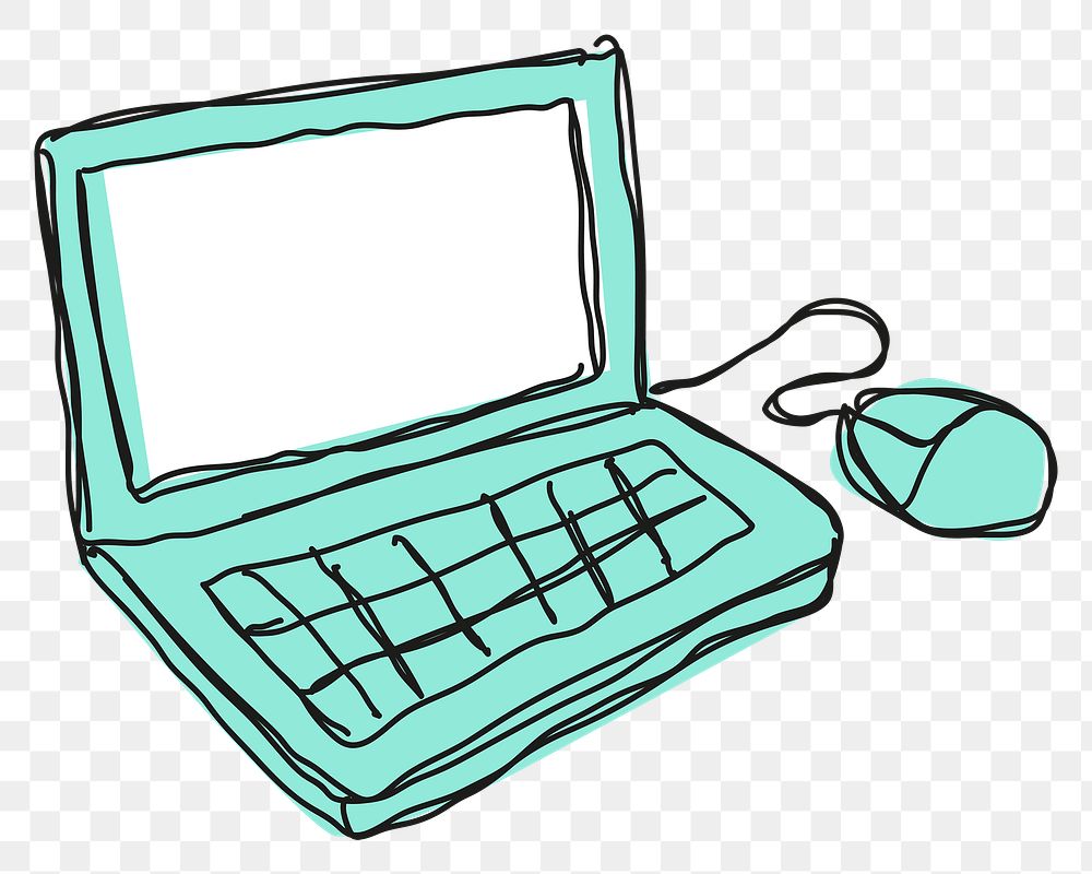 Green hand drawn laptop transparent png clipart