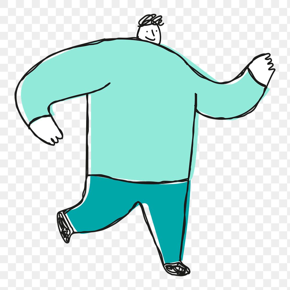 Green running man doodle transparent png icon