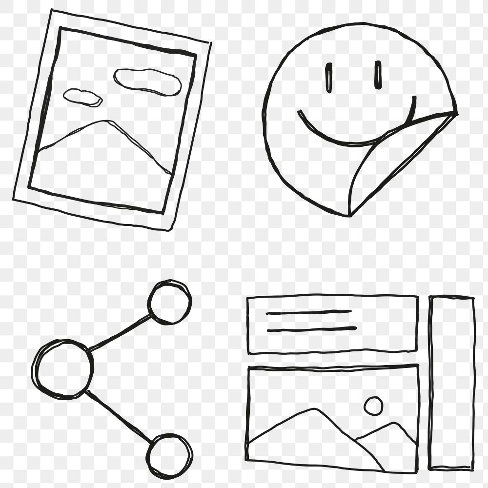 Simple business icon transparent png for marketing set