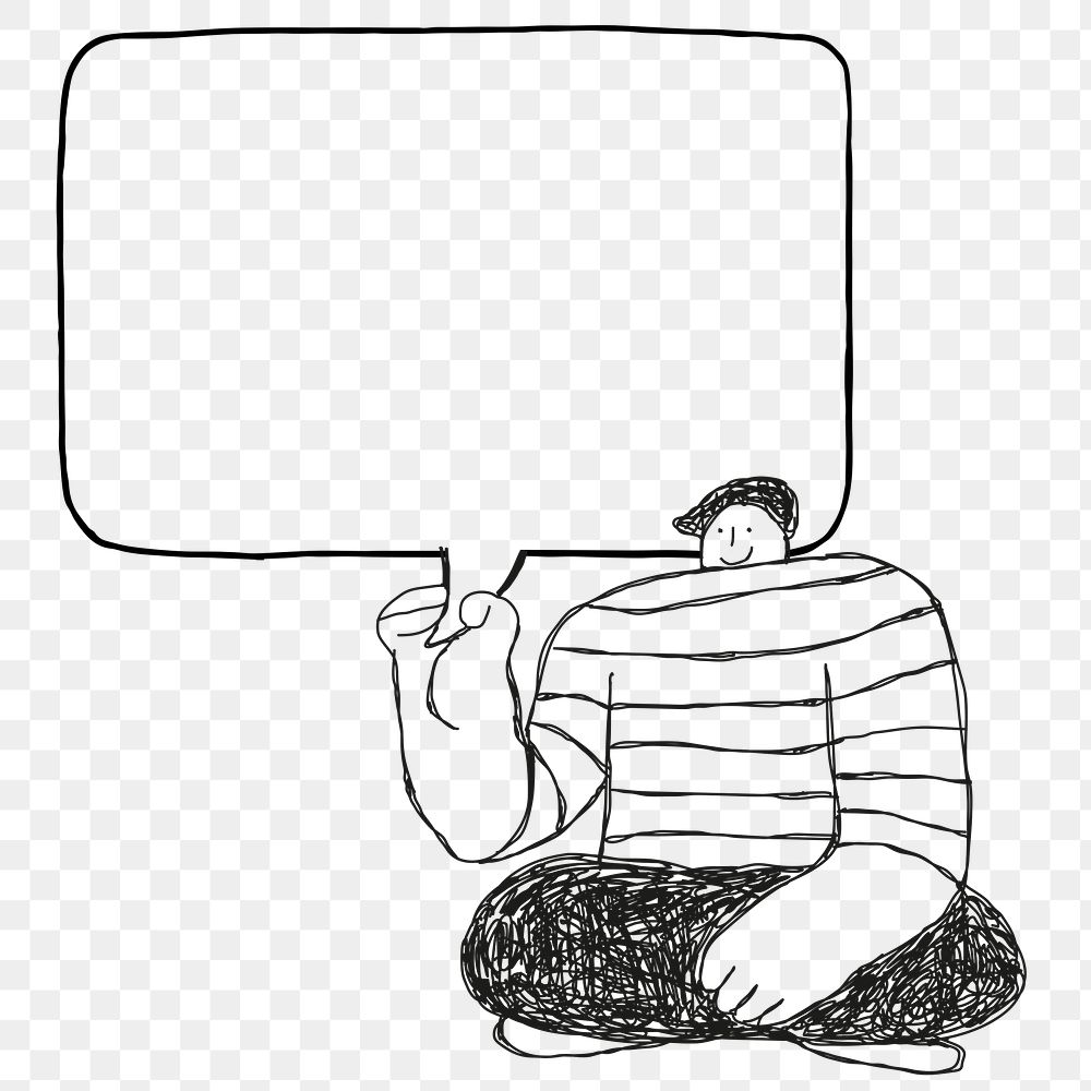 Man with speech bubble transparent png wearing black and white outfit