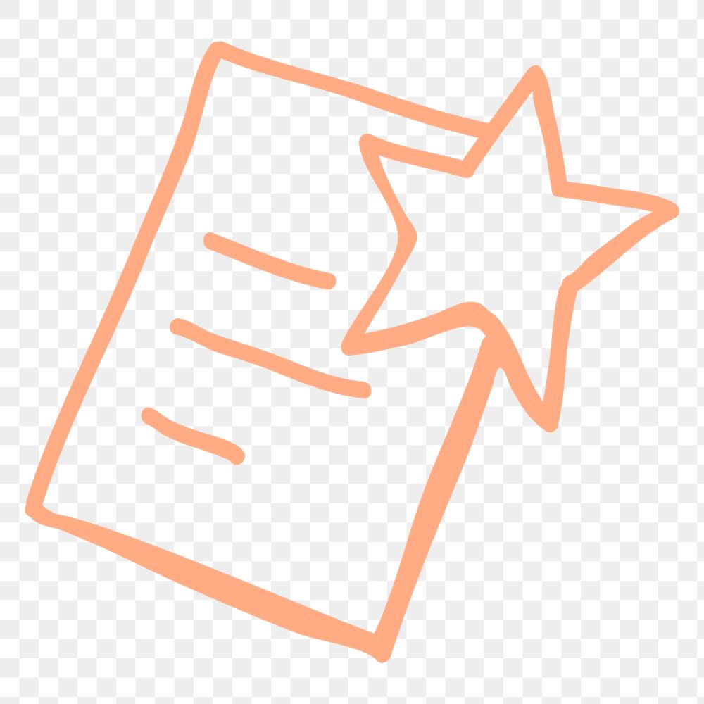 Orange report paper transparent png with a star