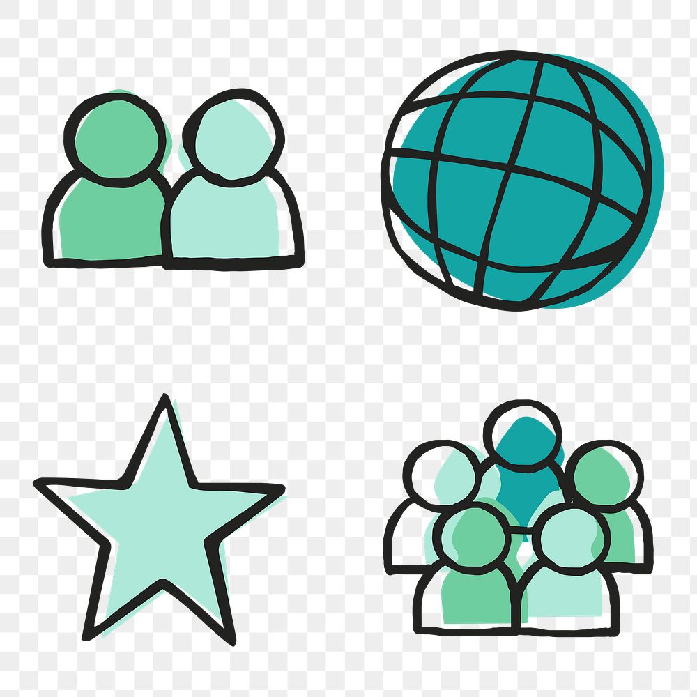 Green icon transparent png for business use set