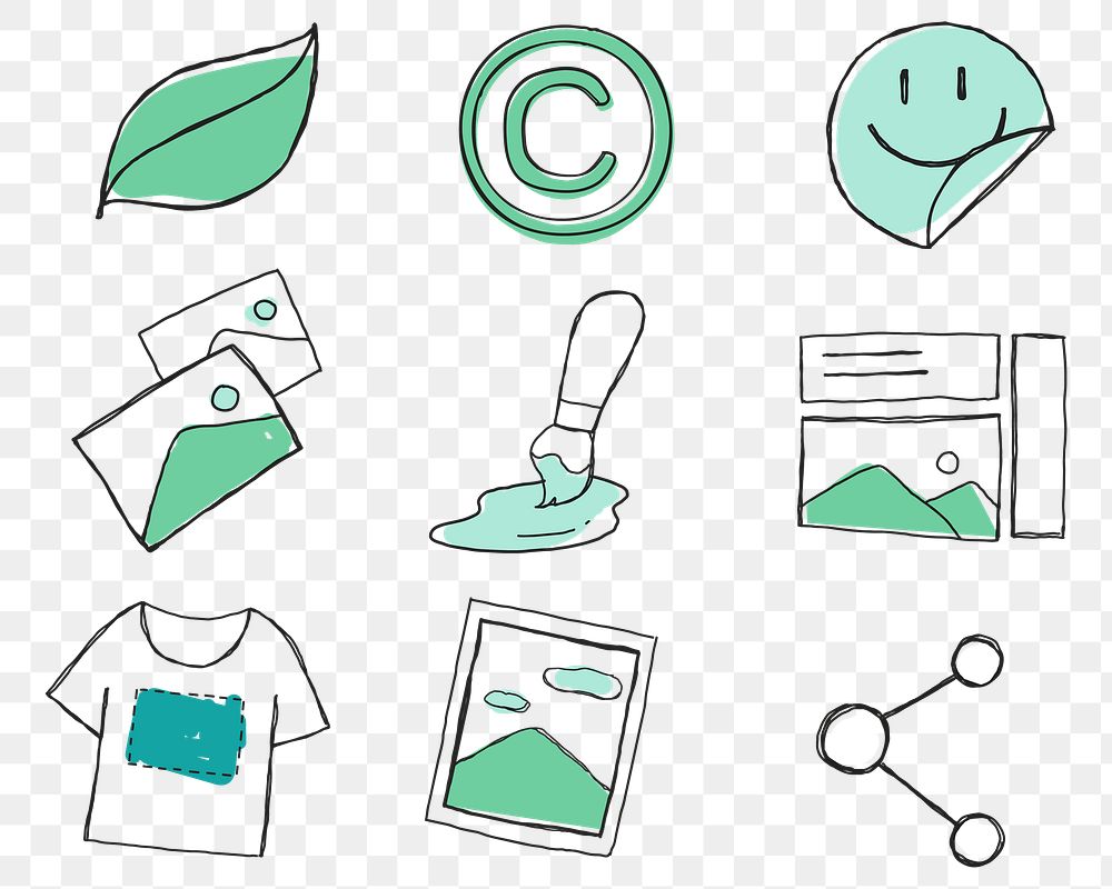Formal green icon transparent png for business use set