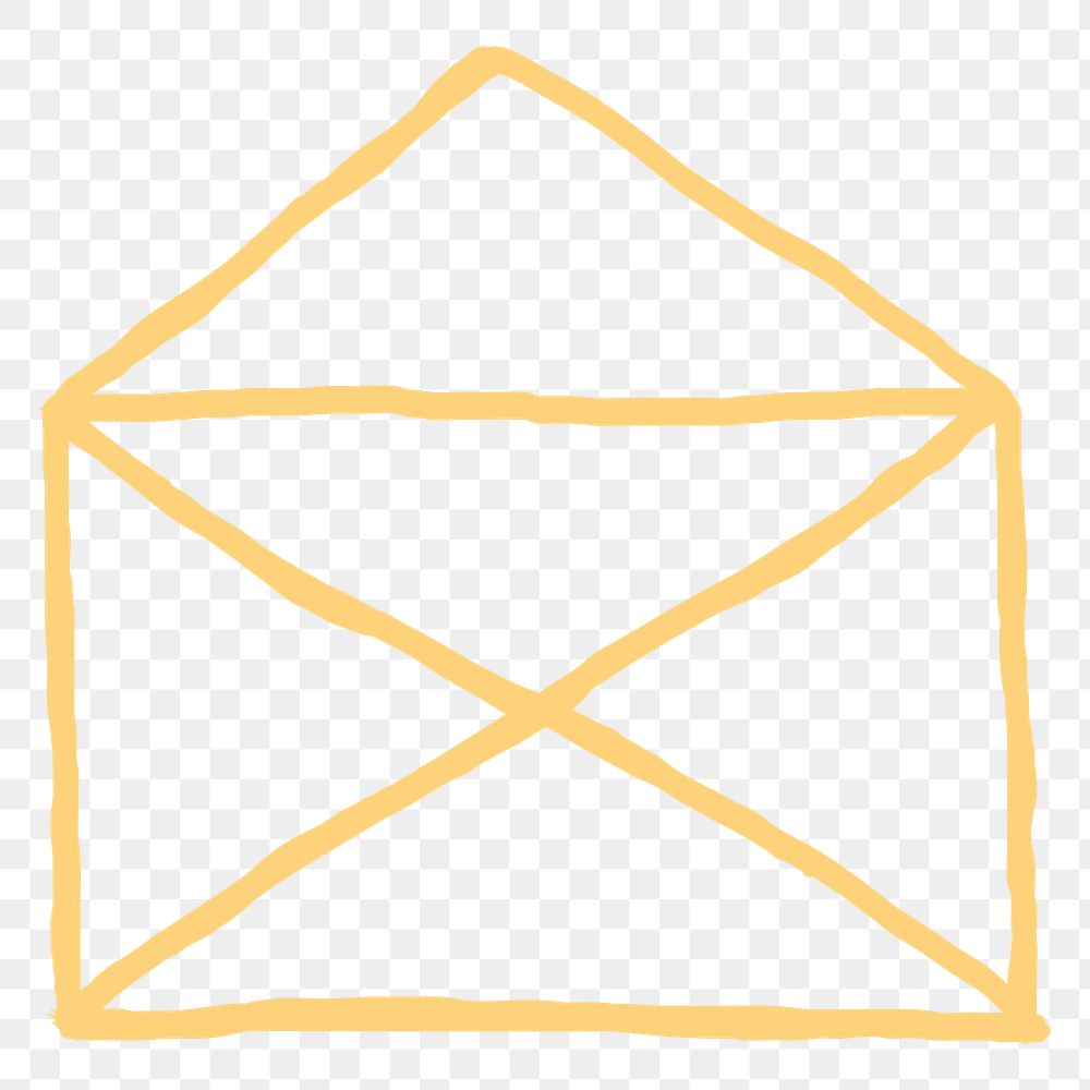 Yellow hand drawn envelope transparent png icon