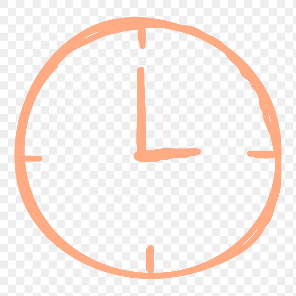 Orange hand drawn clock transparent png sticker