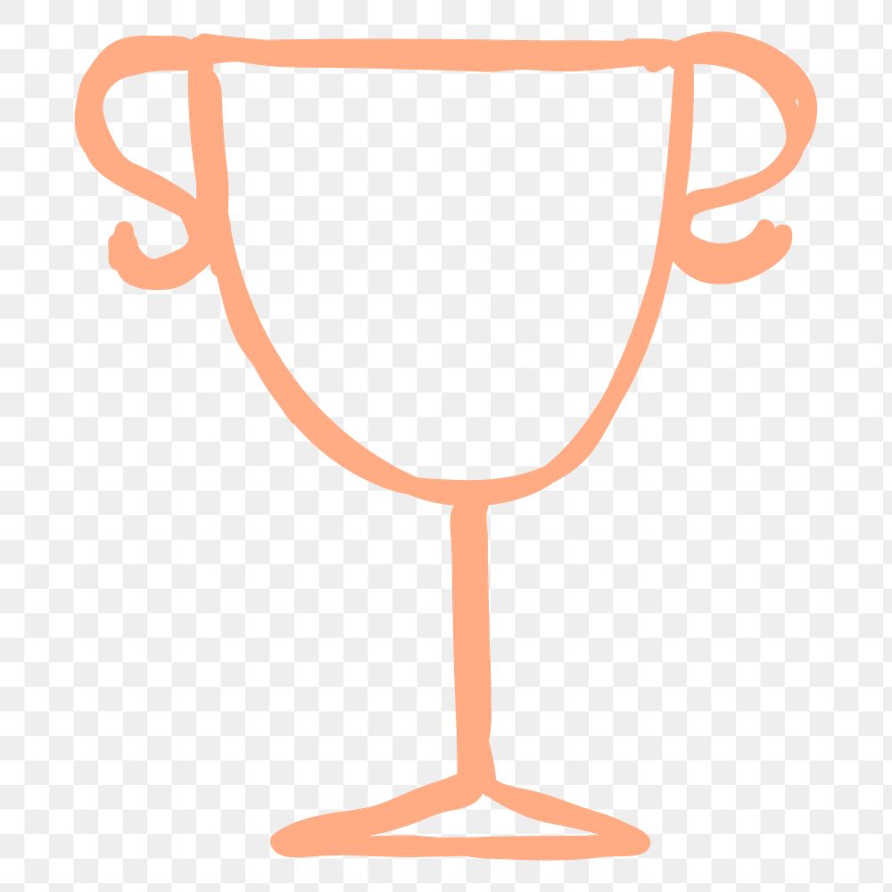 Orange hand drawn trophy transparent png icon