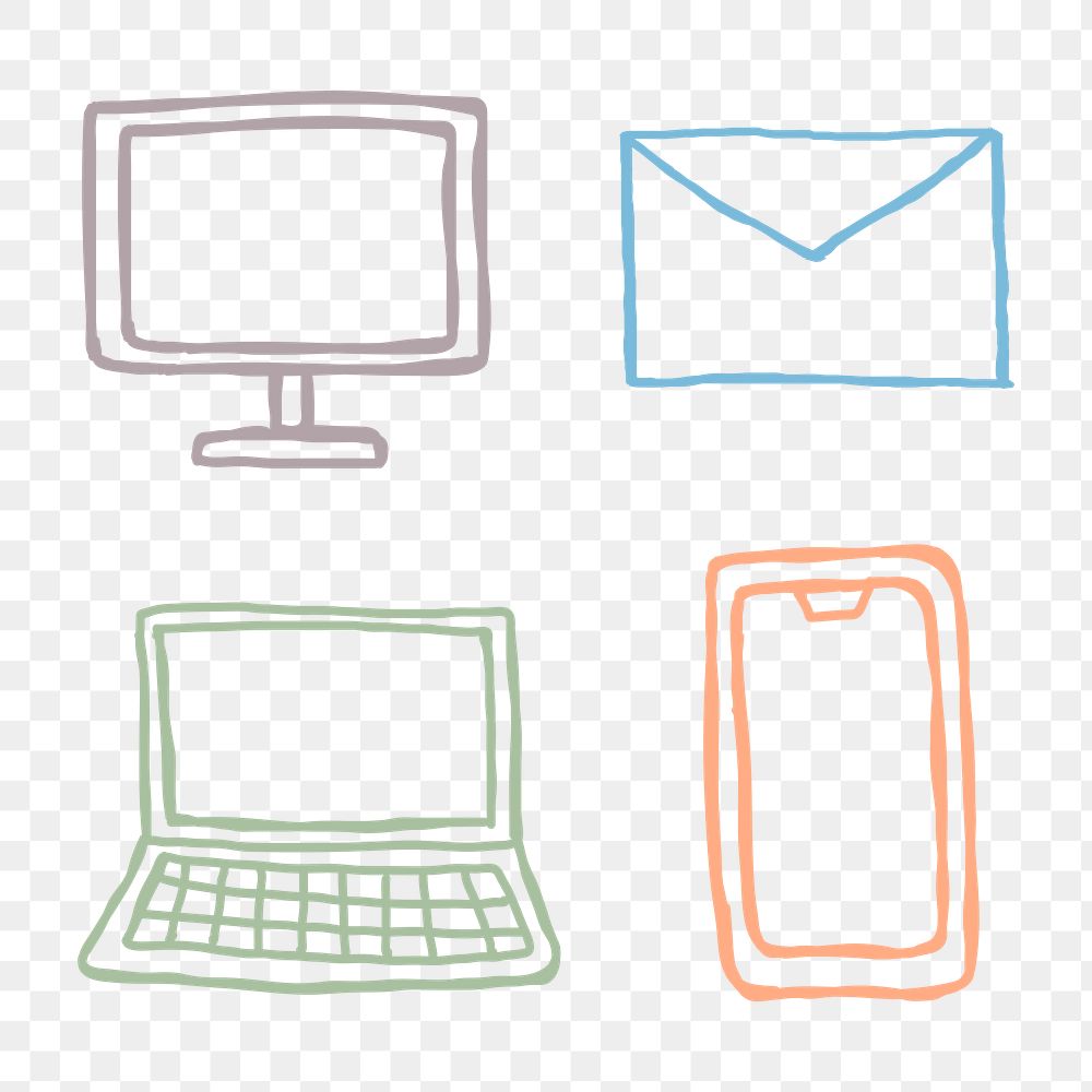 Professional business tech device png colorful collection