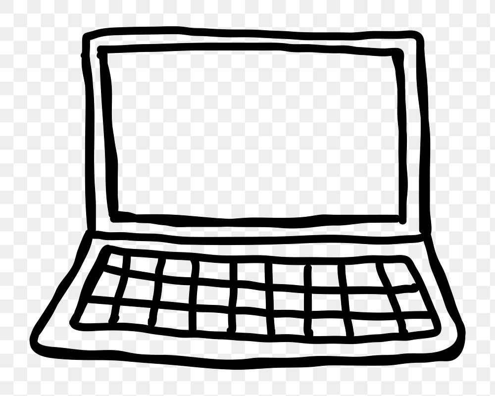 Minimal hand drawn laptop transparent png icon