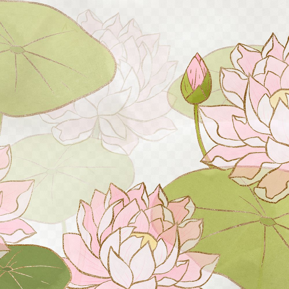 Png hand drawn water lily background