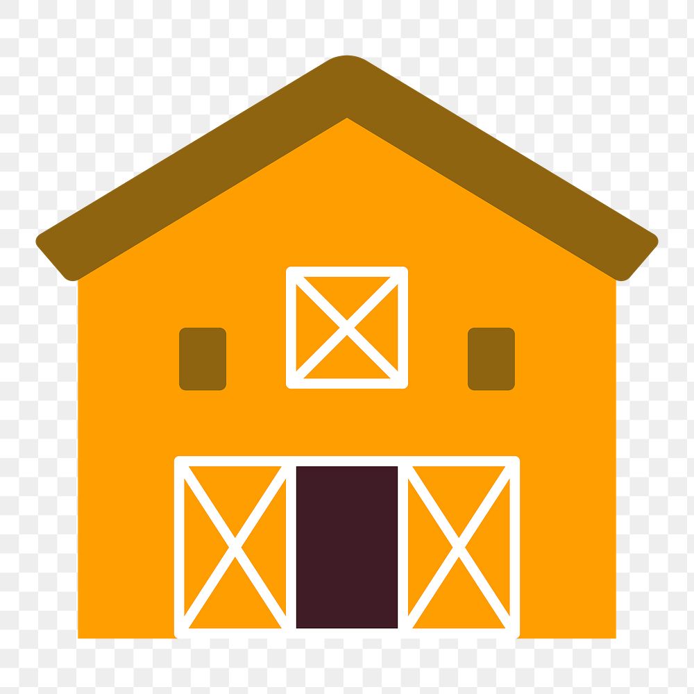 Cartoon barn png agriculture icon transparent background