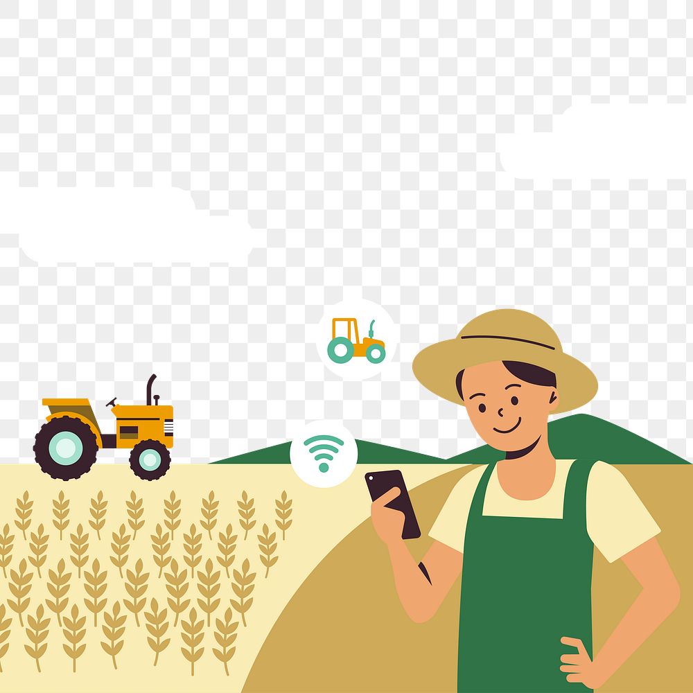 Smart tractor png digital agricultural technology transparent background