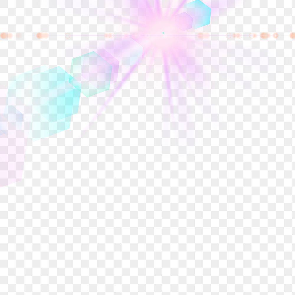 Png purple lens flare border with hexagon ghost effect design element
