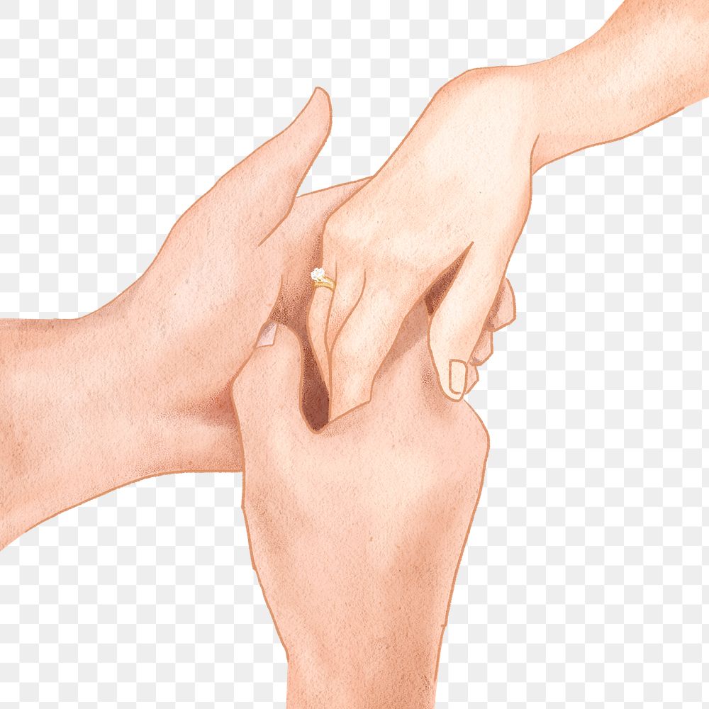 Couple holding hands romantically png illustration