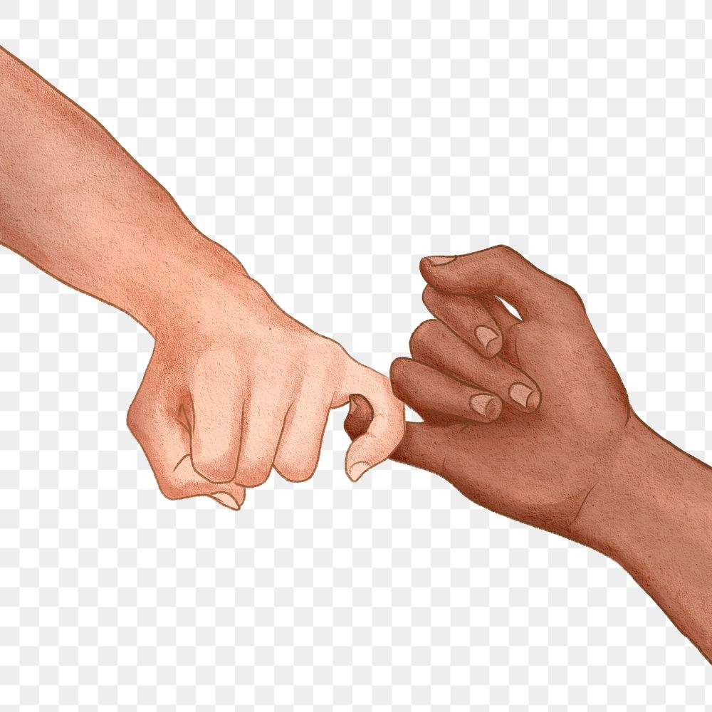 Diverse hands pinky promise png aesthetic illustration