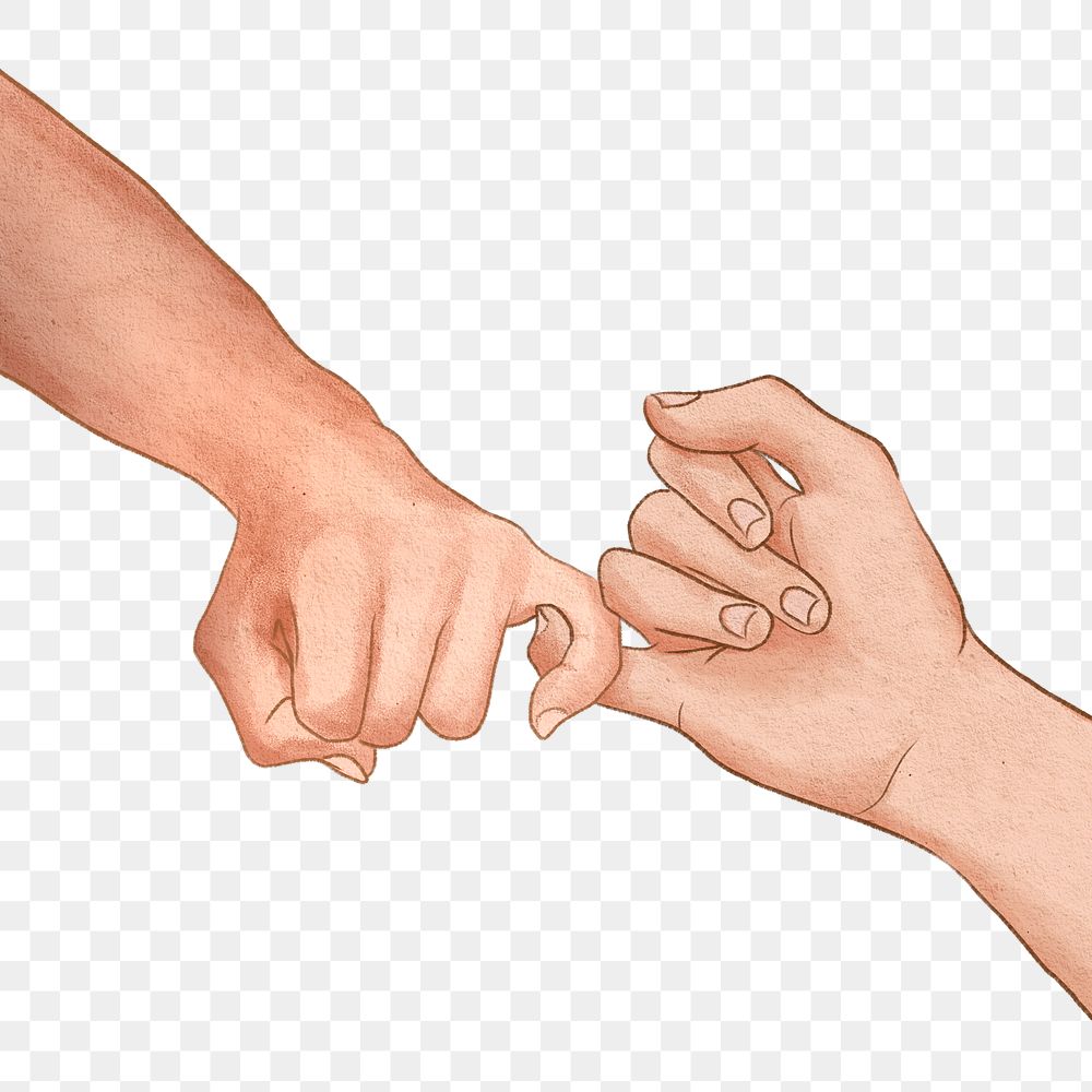 Hand showing pinky finger png design element hand drawn illustration