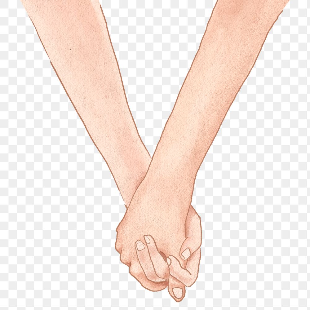 Couple holding hands romantically png aesthetic illustration