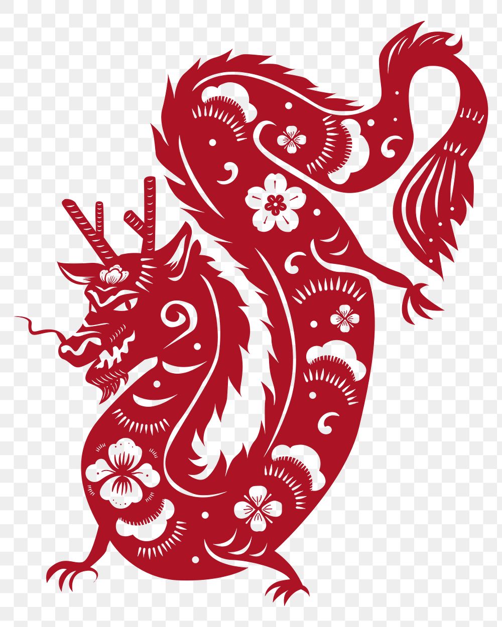 Chinese dragon animal png sticker red new year