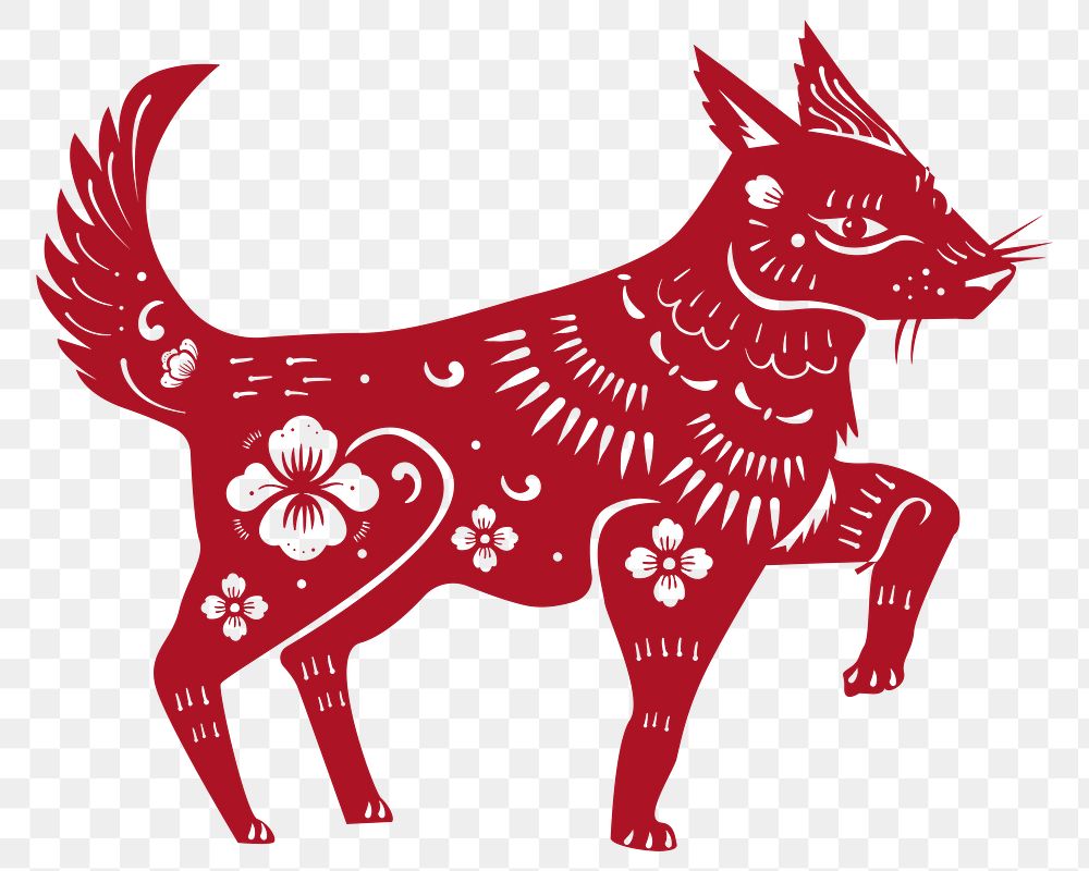 Chinese New Year dog png red animal zodiac sign sticker