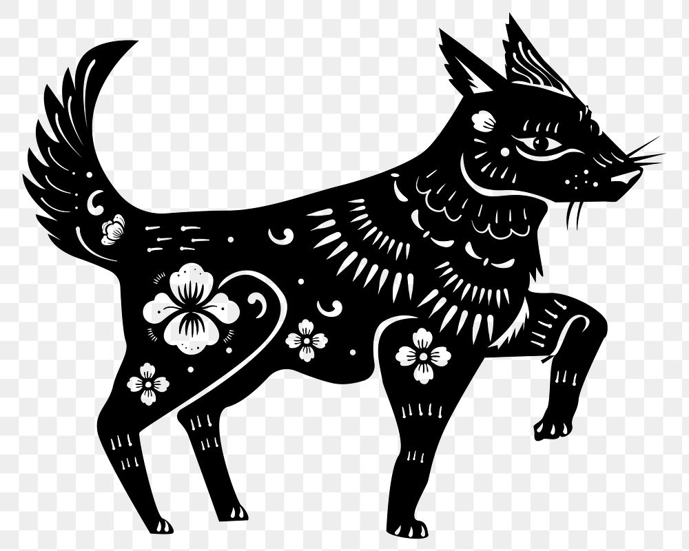 Chinese New Year dog png black animal zodiac sign sticker