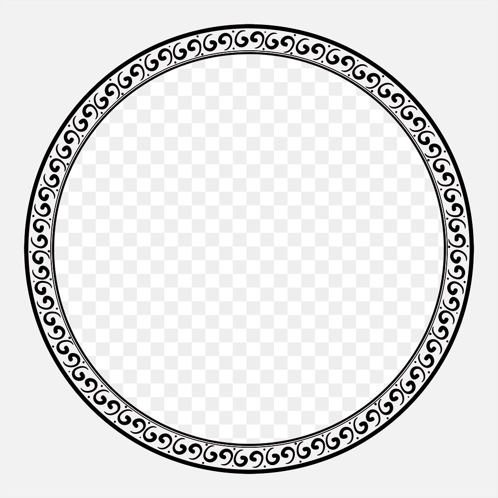 Png frame Chinese traditional pattern in black circle