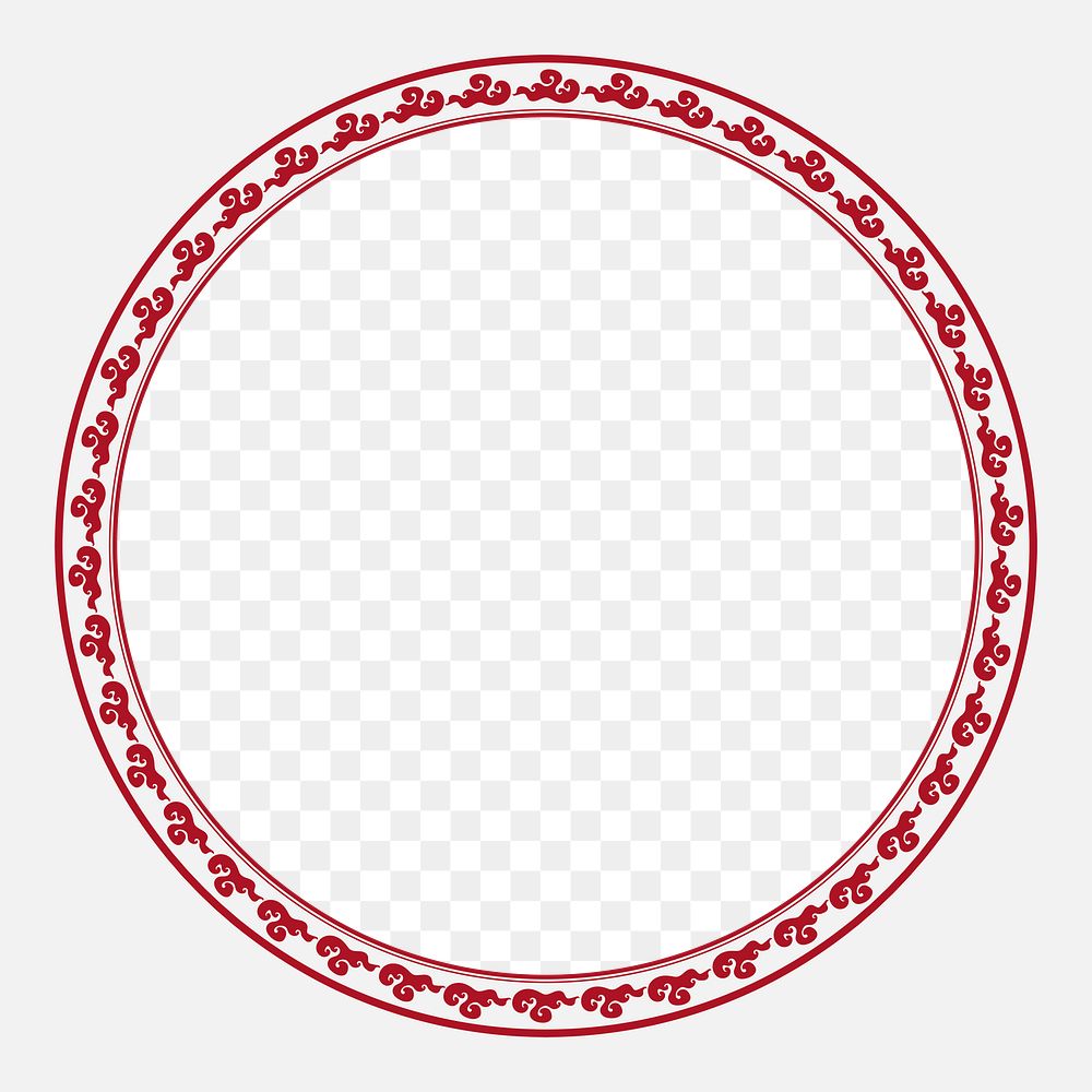 Png frame Chinese traditional clouds pattern in red circle