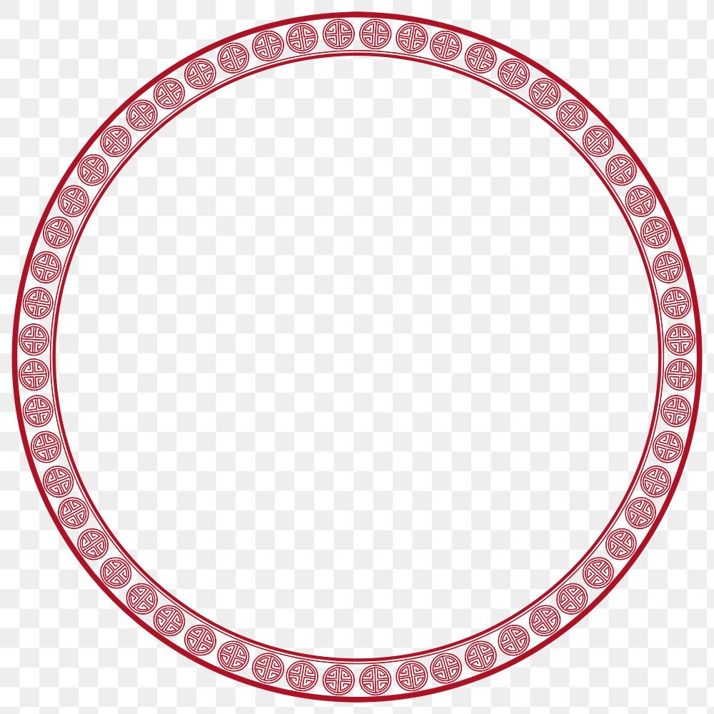 Png frame Chinese traditional Lu symbol pattern in red circle