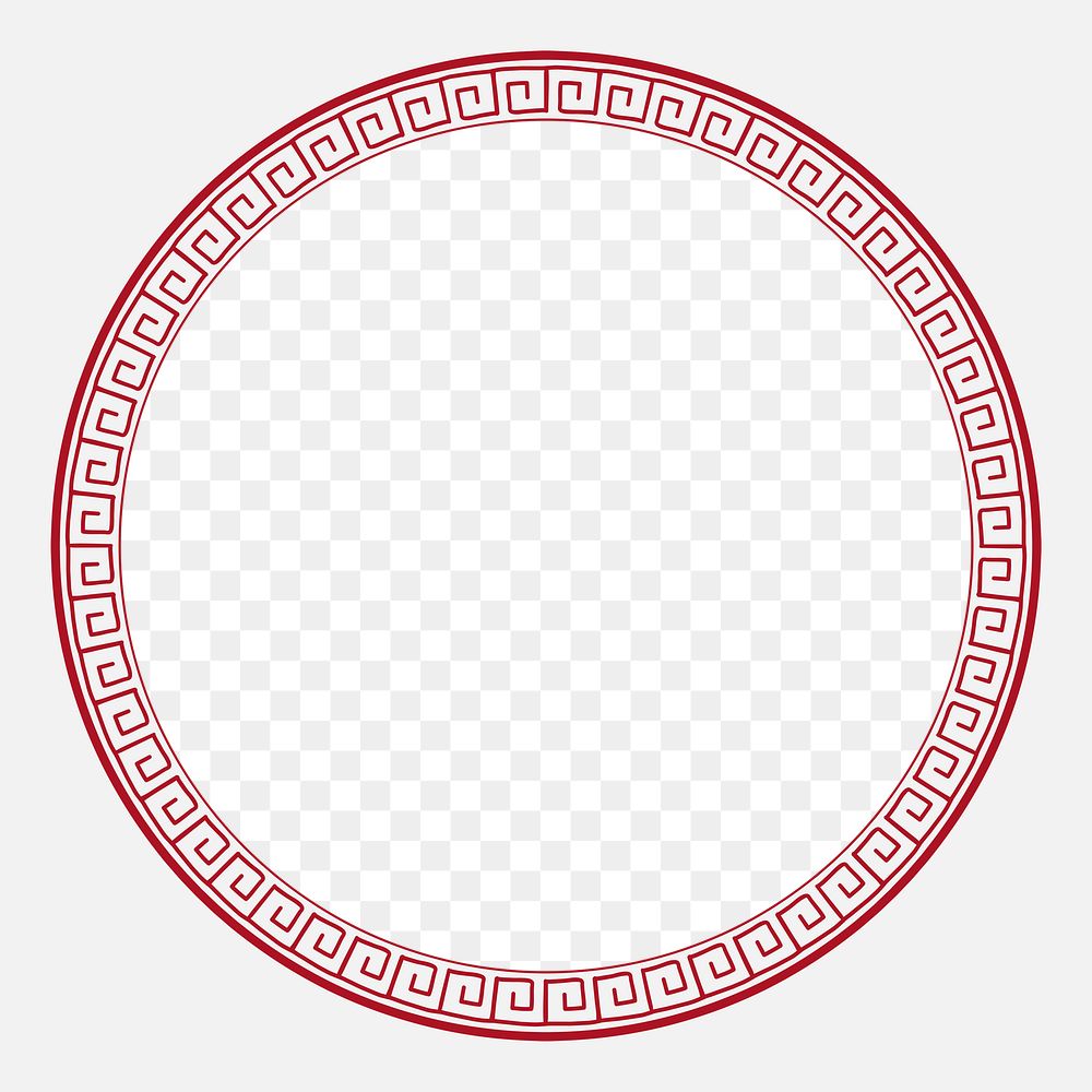 Frame png oriental woodblock pattern red circle in Chinese New Year theme