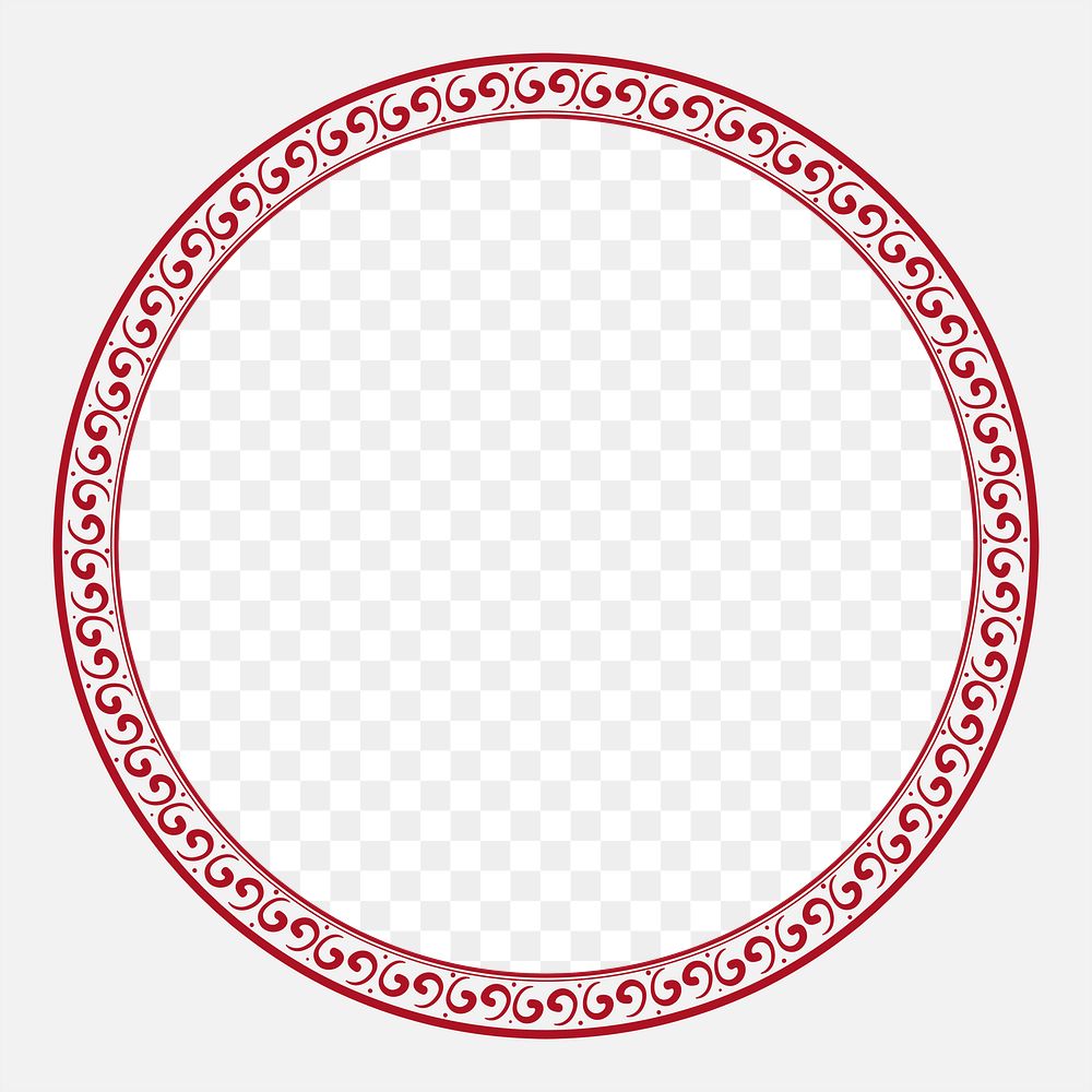 Png frame Chinese traditional pattern in red circle