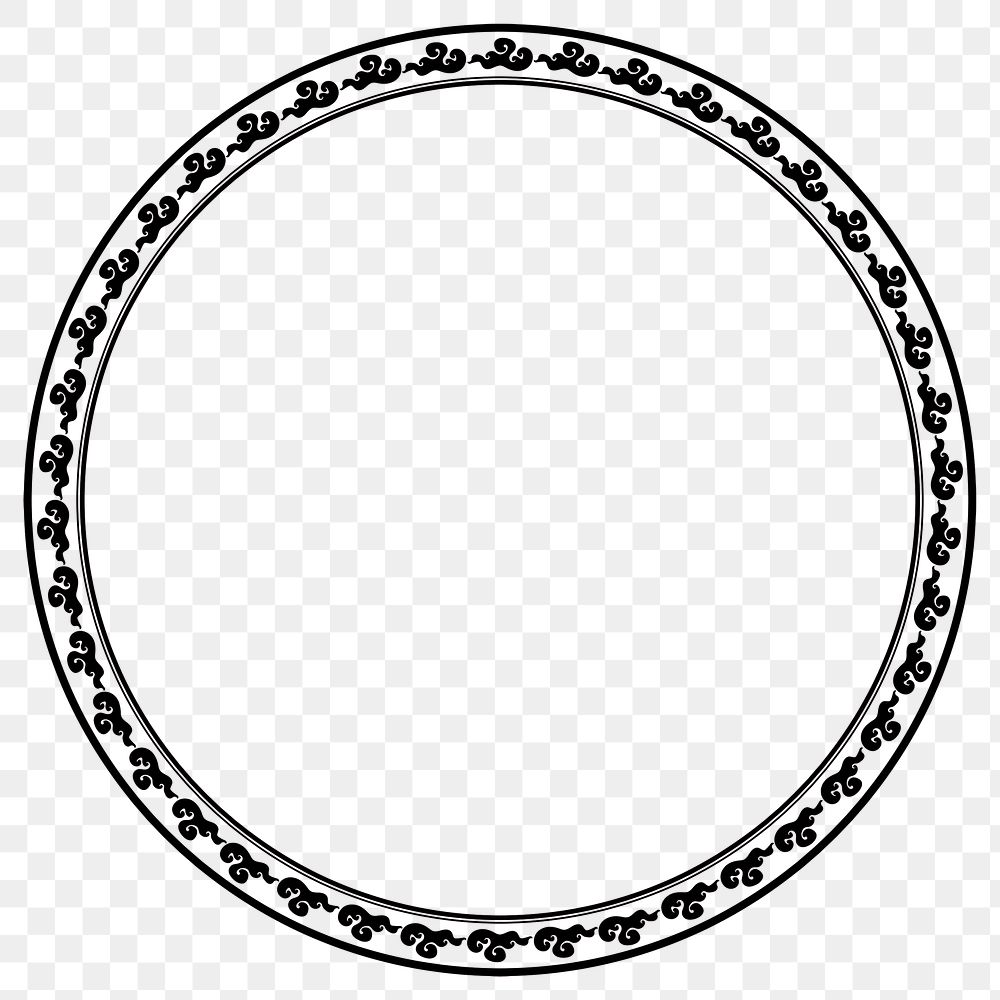 Png frame Chinese traditional clouds pattern in black circle