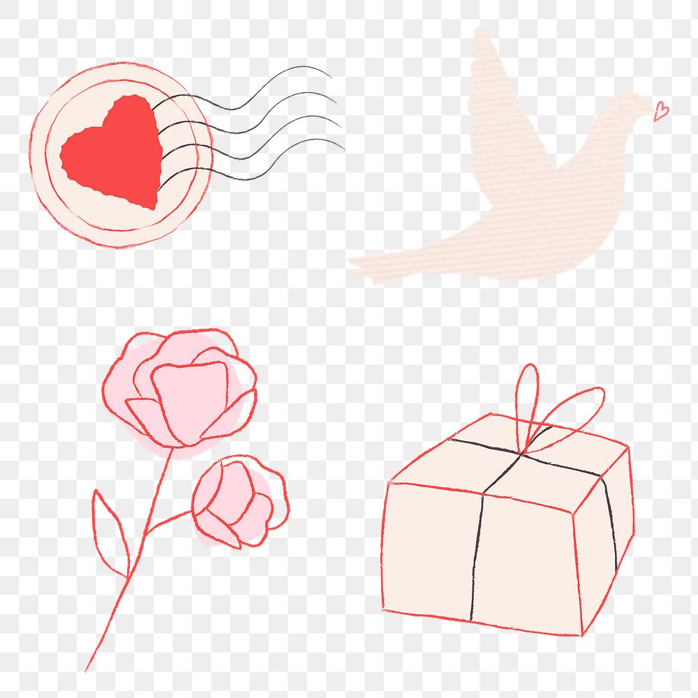 Love messenger stickers set png in transparent background 