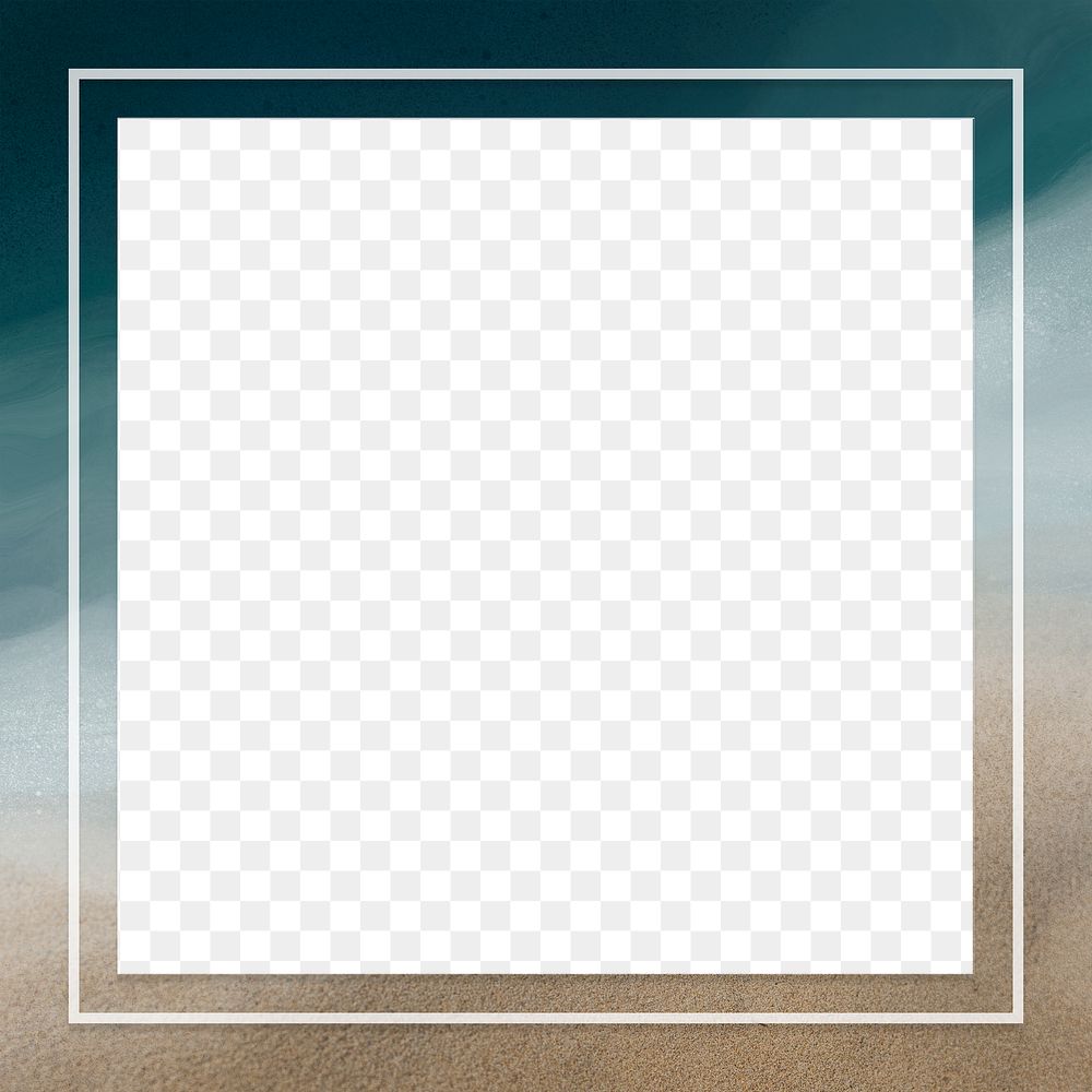 Png aesthetic ocean wave frame with transparent watercolor background