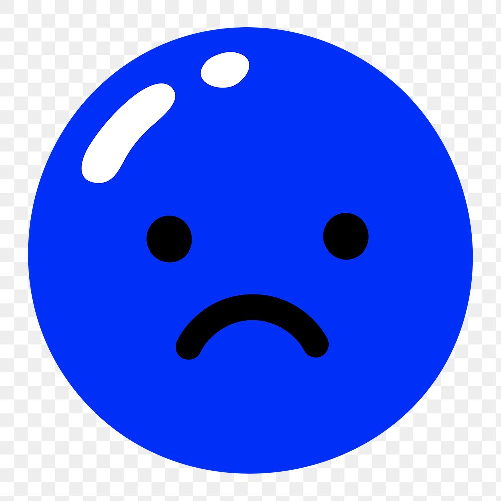 PNG sad emoji in blue transparent