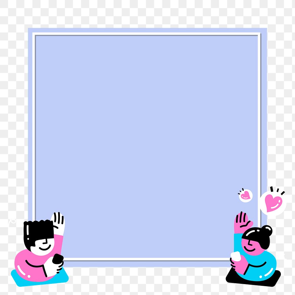 PNG frame avatars sending love t in pastel light blue