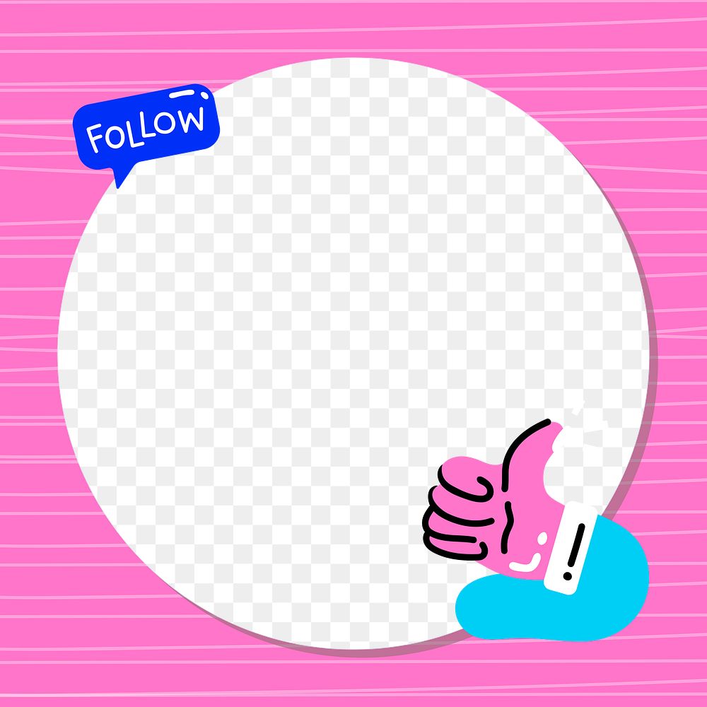 PNG frame with thumbs up and follow sign