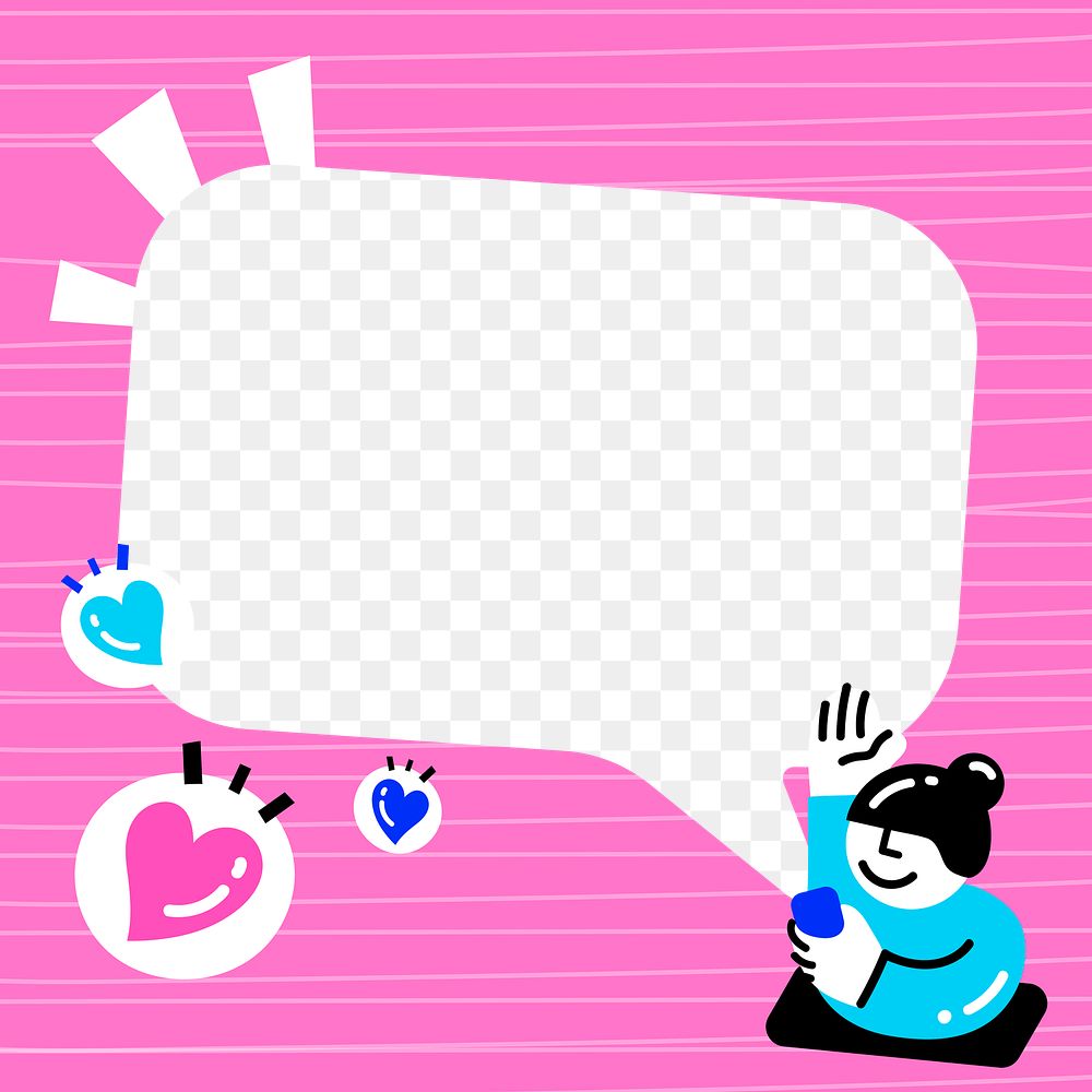 Frame png on pink social media likes and follows