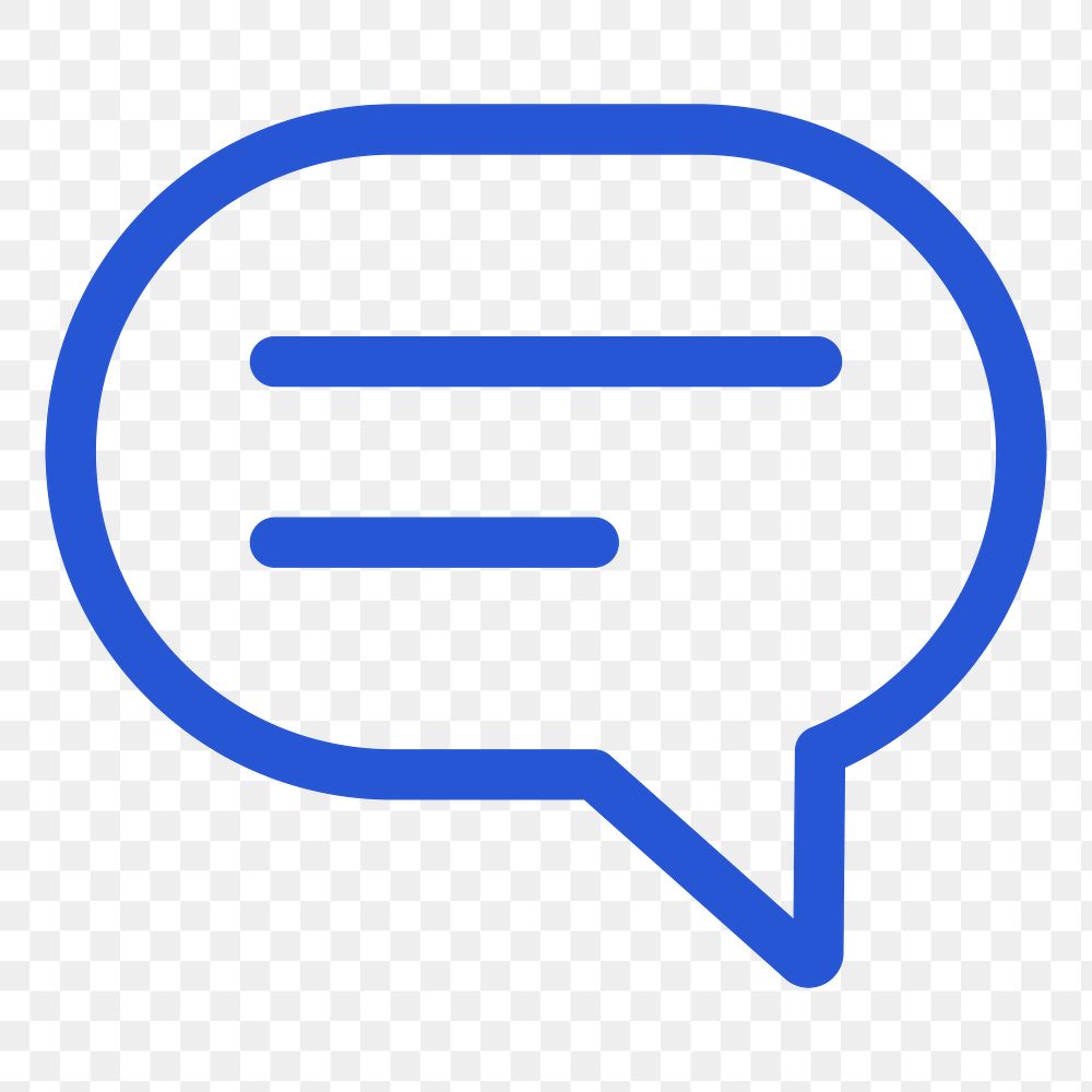 Png message social media icon in blue minimal line