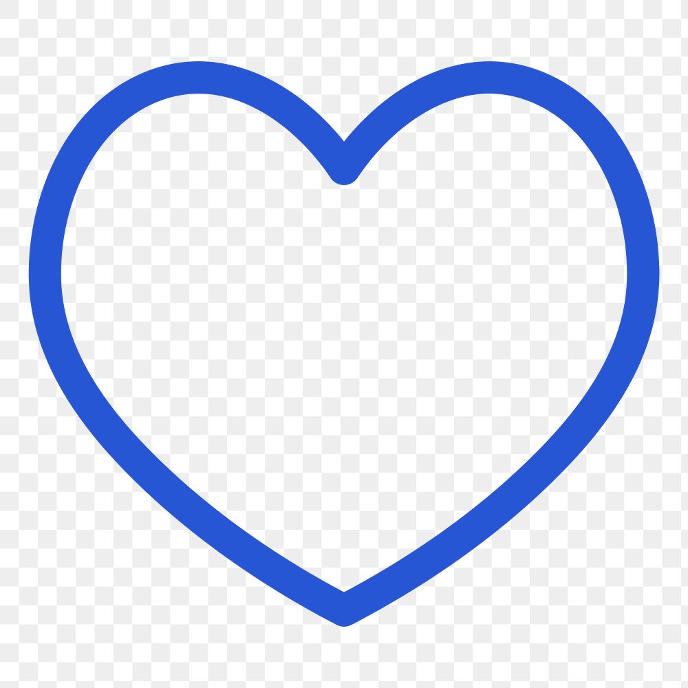 Png social media heart icon impression in blue minimal line