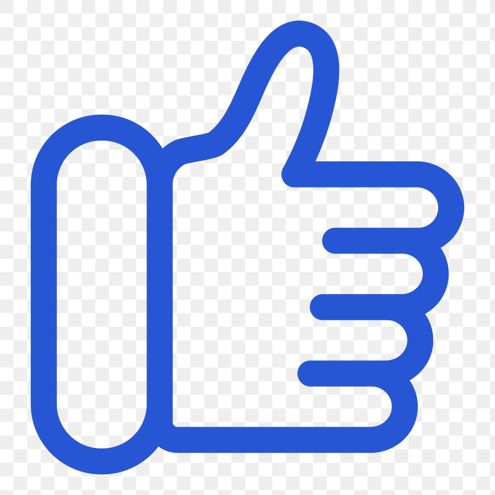 Png thumbs up like icon for social media app blue minimal line