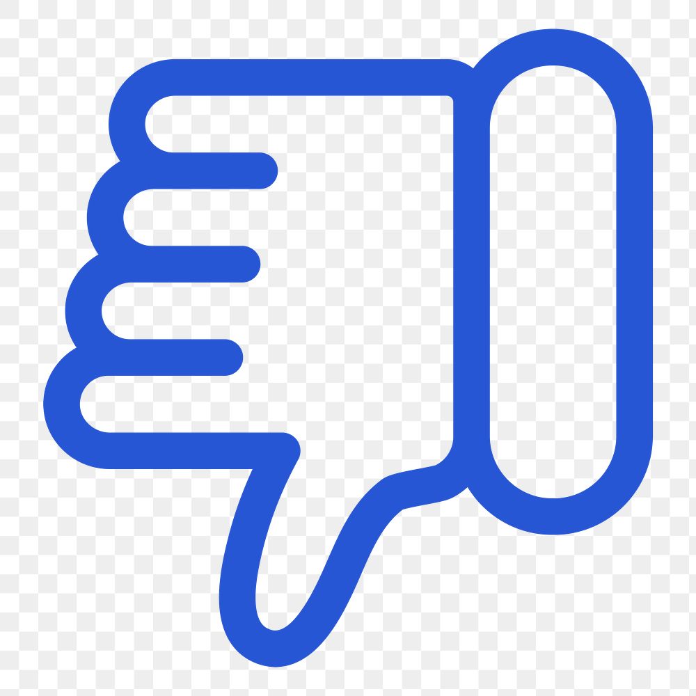 Png thumbs down dislike icon for social media app blue minimal line