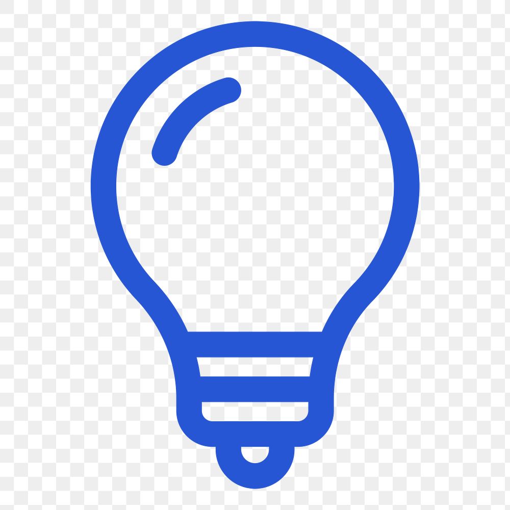 Png light bulb blue icon for social media app minimal line