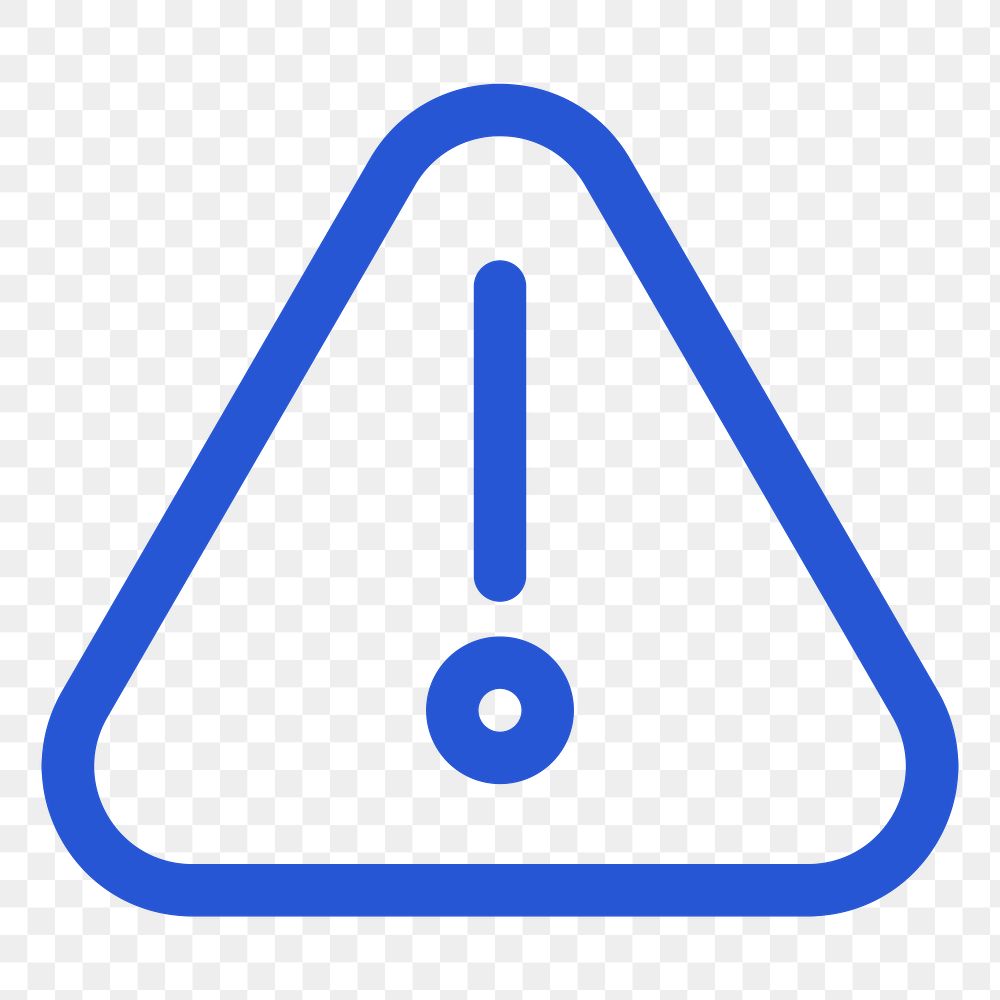 Png warning social media icon in blue minimal line