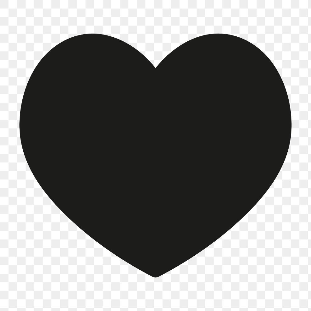 Heart filled icon png black for social media app