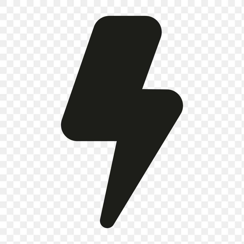 Flash filled icon png black for social media app