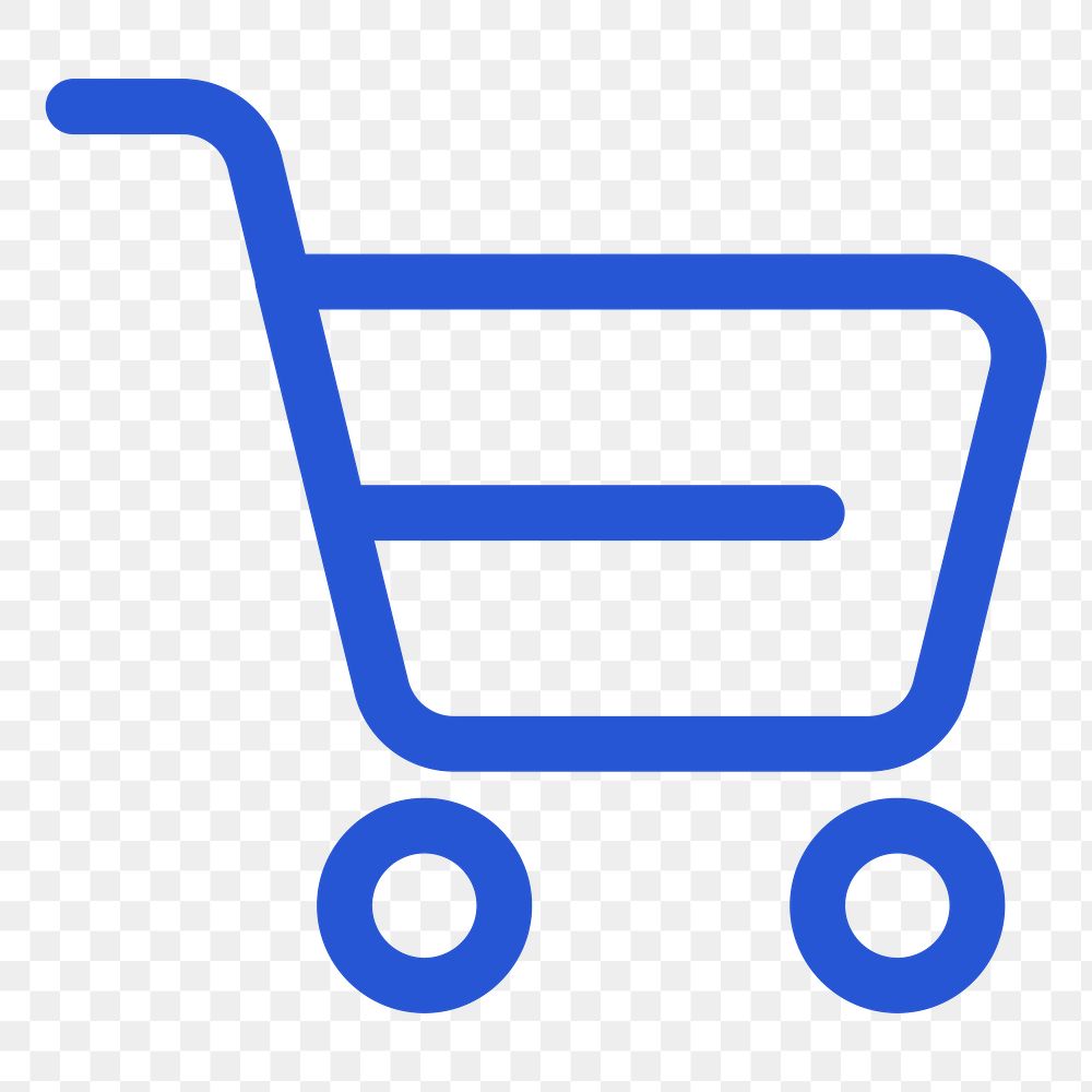 Png shopping cart blue icon for social media app minimal line