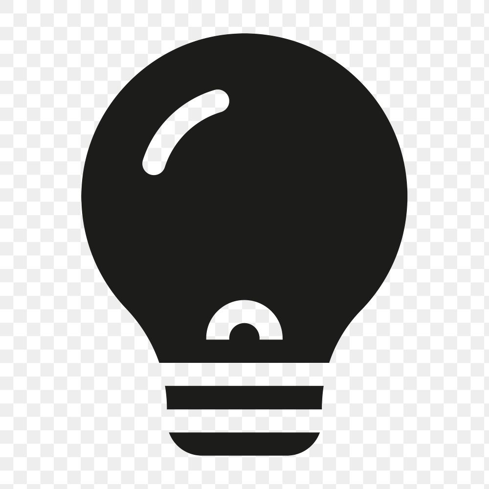 Light bulb filled icon png black for social media app