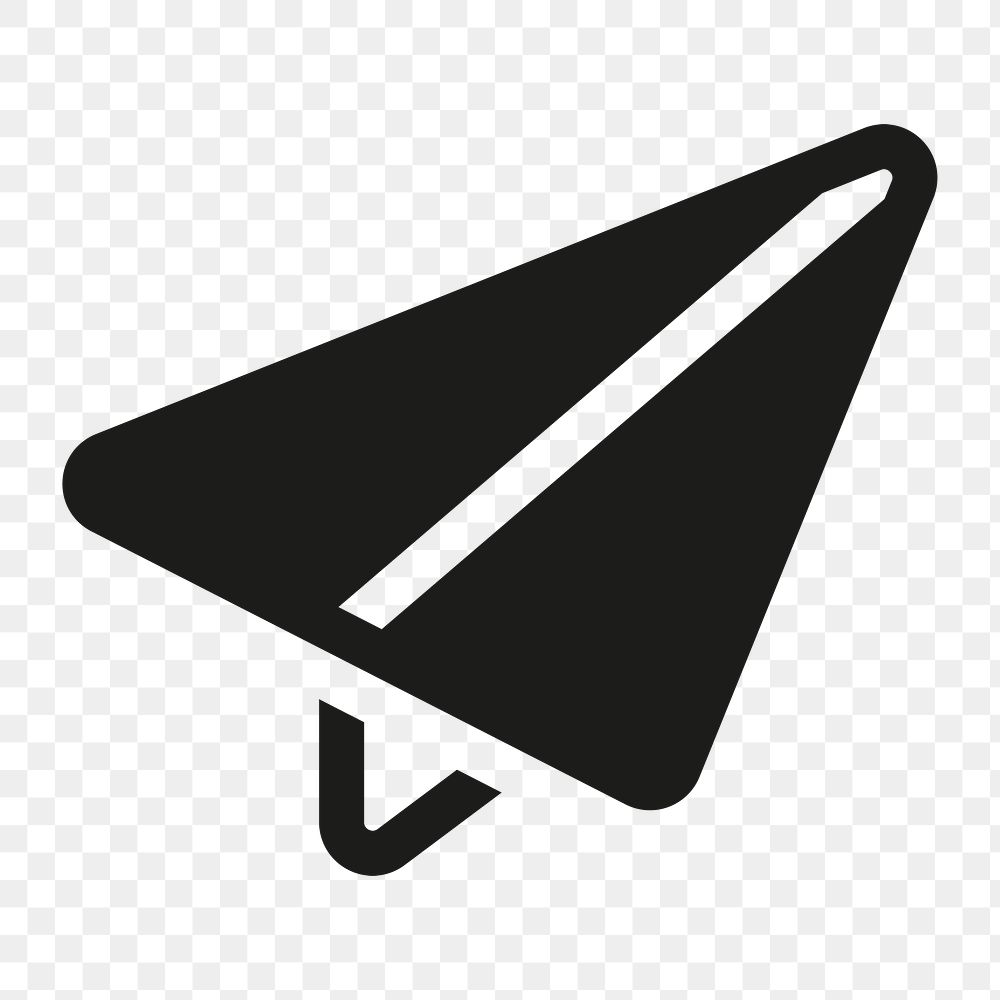 Paper plane filled icon png black for social media app