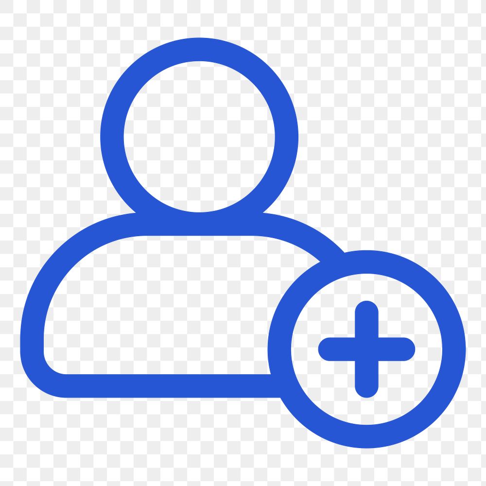 Png add friend blue icon for social media app minimal line