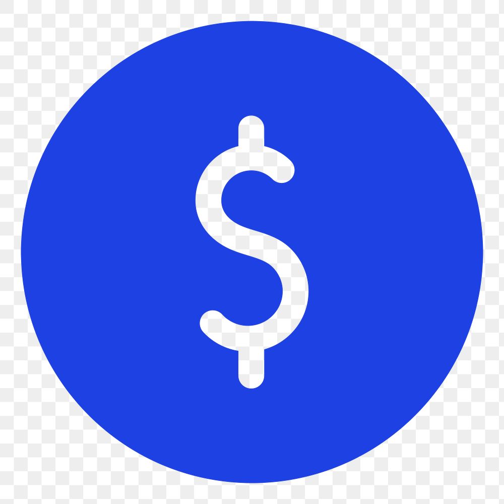 Png currency social media icon in blue flat style